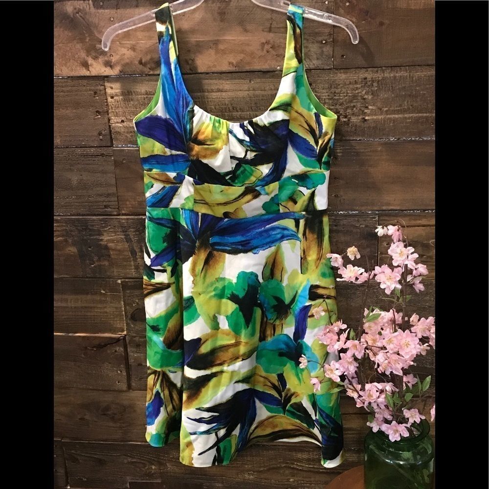 Evan -Picone dress, multi- colors, Tropical theme